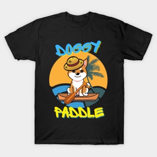 Cute Orange Dog is paddling on a boat T-Shirt